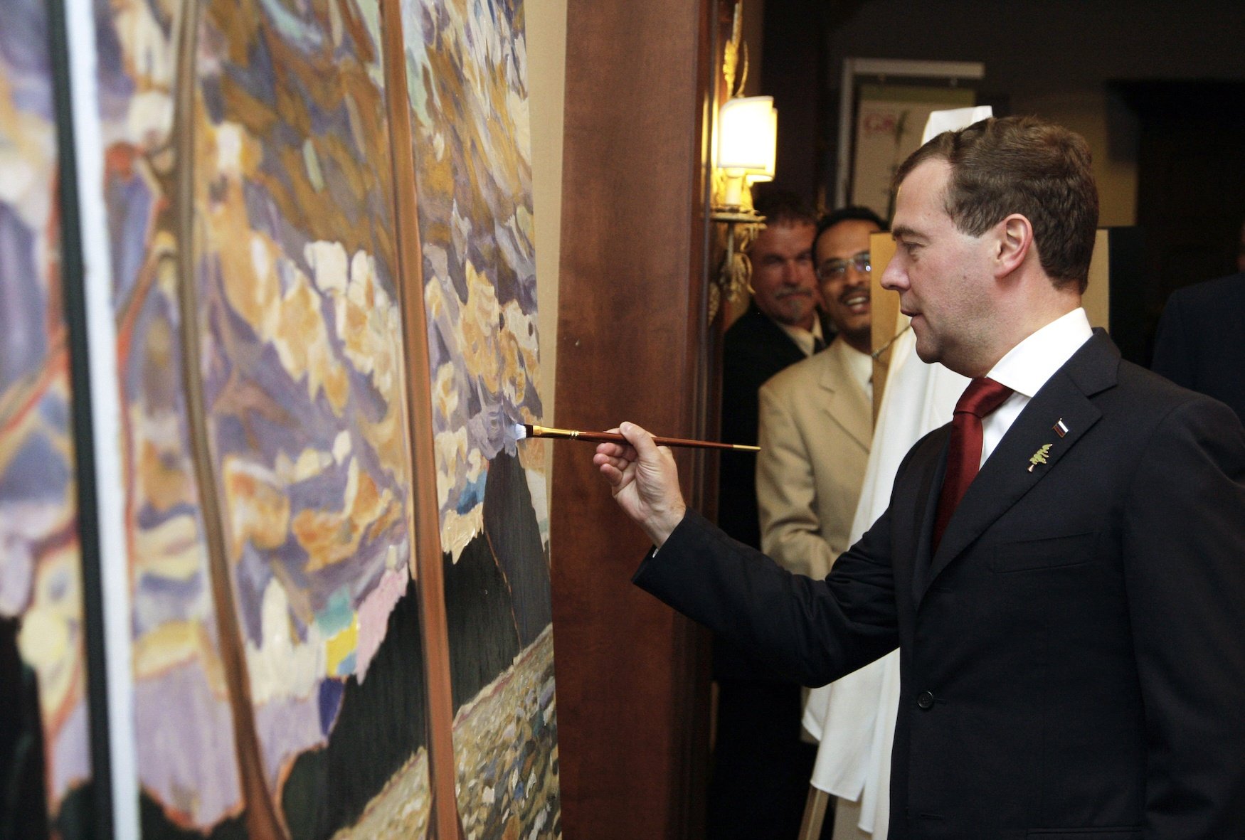 Russia's President Dmitry Medvedev painting