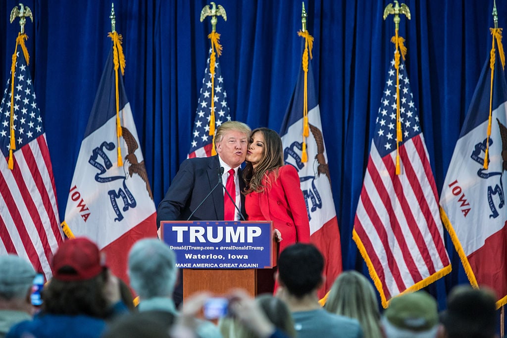 Republican presidential candidate Donald Trump is greeted by his wife Melania Trump Republican presidential candidate Donald Trump is greeted by his wife Melania Trump