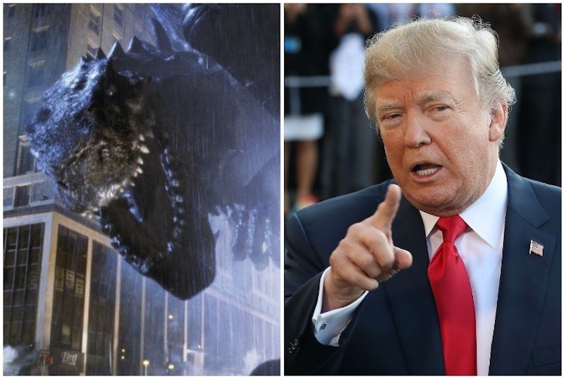 Godzilla and Donald Trump collage. Godzilla and Donald Trump collage.