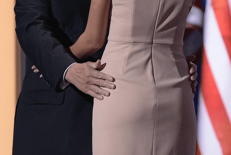 Donald Trump grabbing Ivanka Trump's waist. 