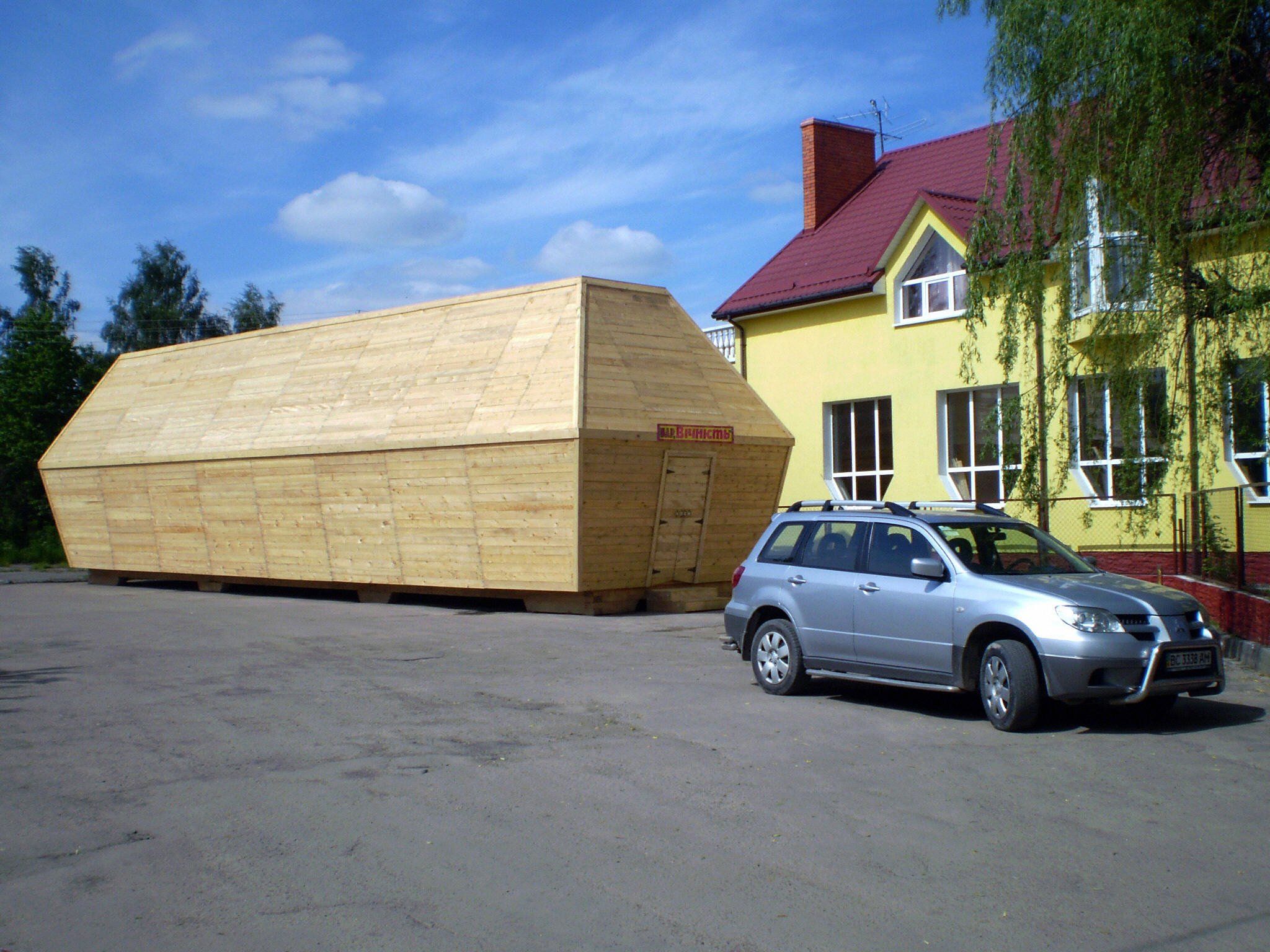 A huge coffin, fitted out as a bar