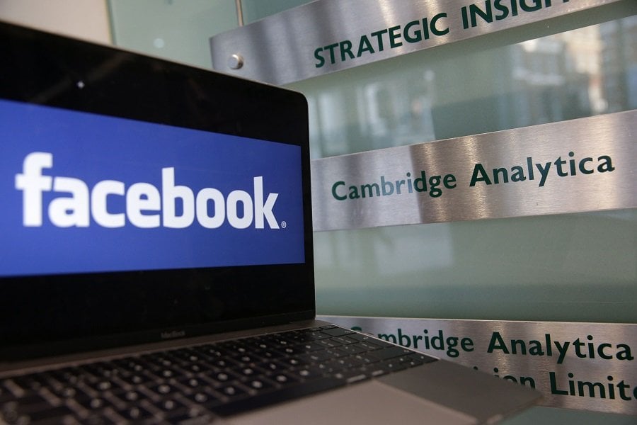 Facebook logo onscreen Facebook logo onscreen