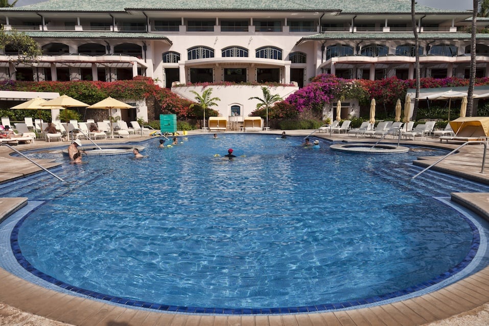 Guests of the Manele Bay Resort enjoy themselves and stay cool in the refreshing pool