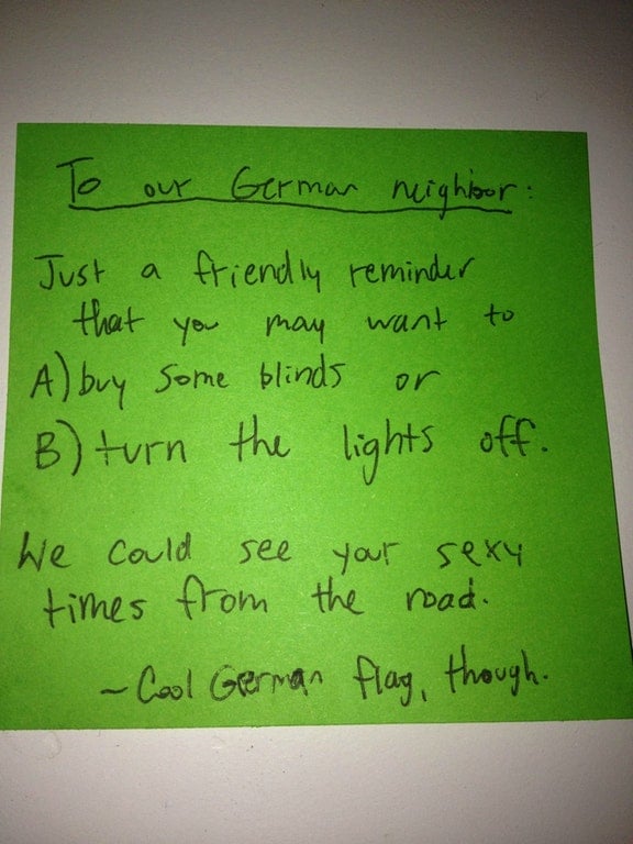 German neighbor note sex