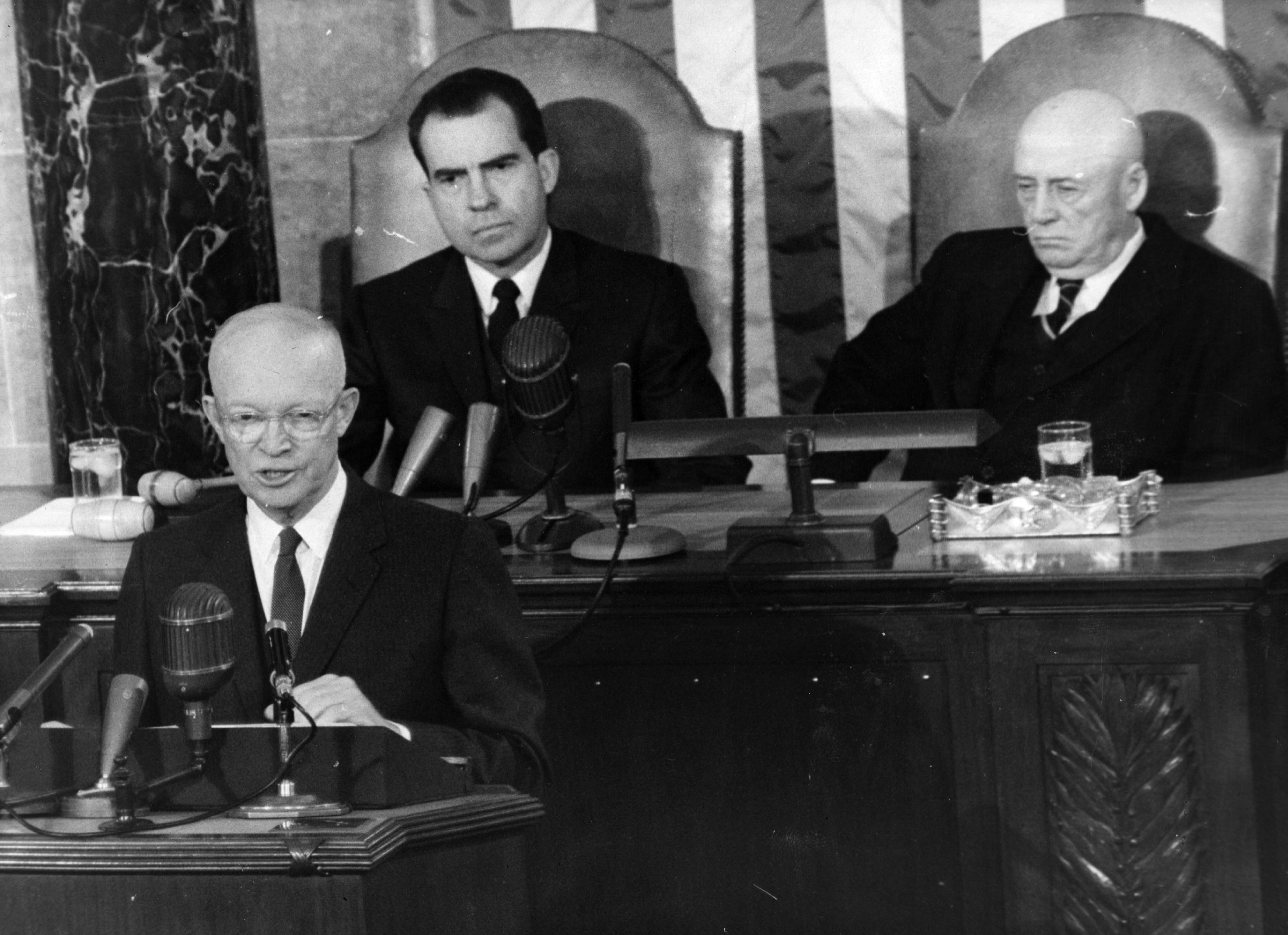 Dwight D Eisenhower's State of the Union with Richard Nixon in the background