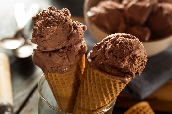 Homemade Dark Chocolate Brownie Ice Cream Cone