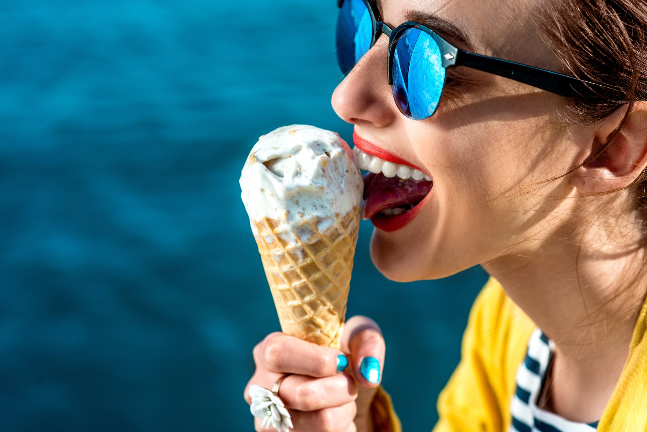Woman with ice cream cone
