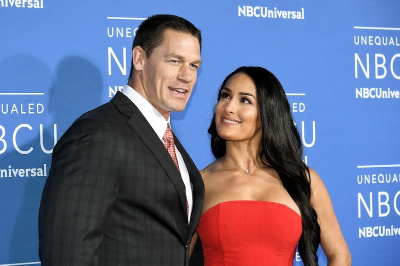 NEW YORK, NY - MAY 15: John Cena (L) and Nikki Bella attend the 2017 NBCUniversal Upfront at Radio City Music Hall on May 15, 2017 in New York City. (Photo by Dia Dipasupil/Getty Images)