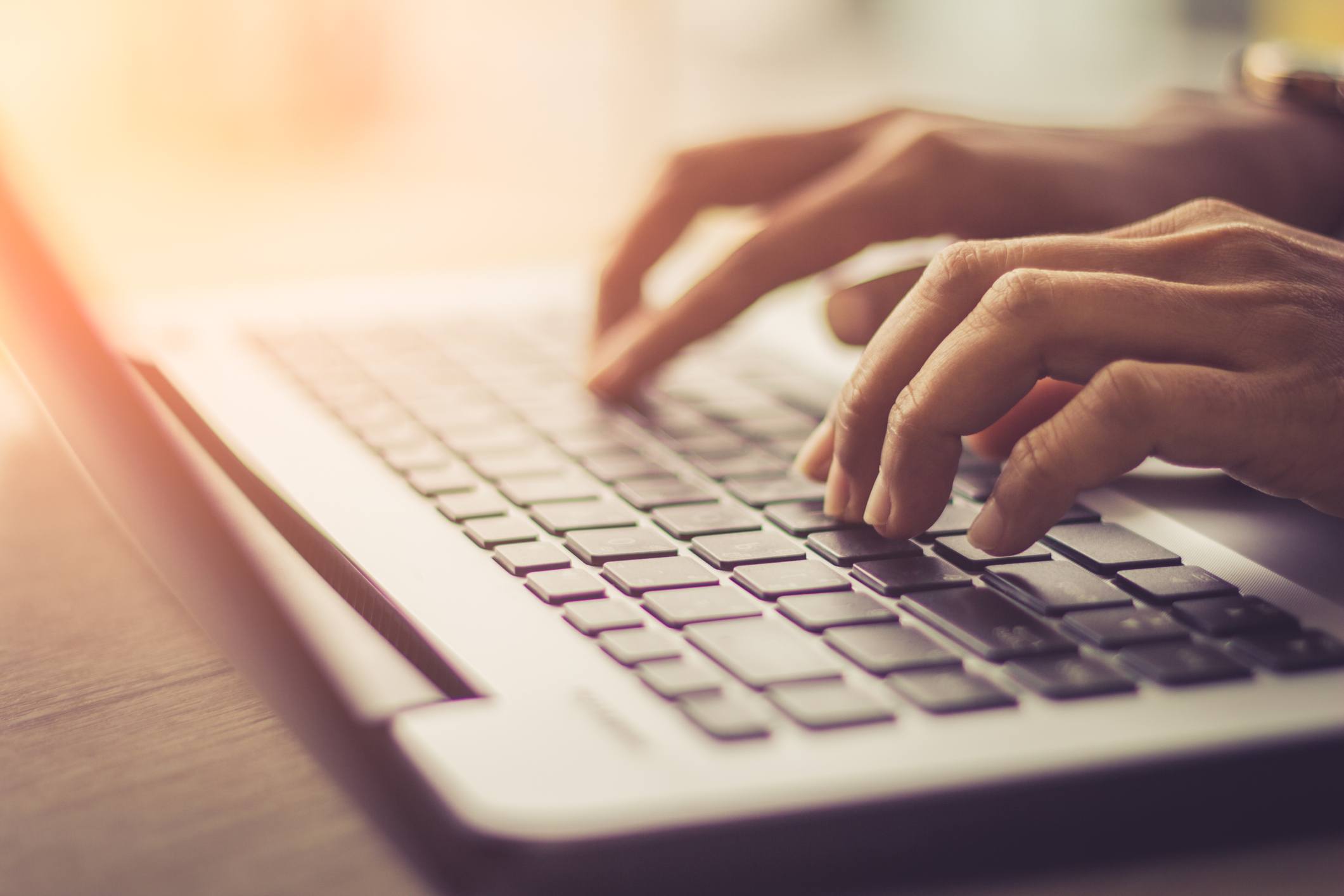 typing on a keyboard