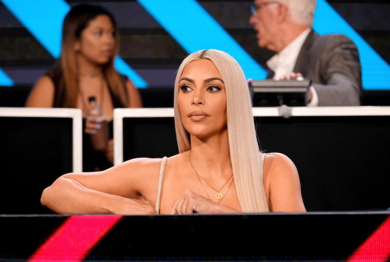 LOS ANGELES, CA - OCTOBER 14: In this handout photo provided by One Voice: Somos Live!, Kim Kardashian participates in the phone bank onstage during "One Voice: Somos Live! A Concert For Disaster Relief" at the Universal Studios Lot on October 14, 2017 in Los Angeles, California. (Photo by Kevin Mazur/One Voice: Somos Live!/Getty Images)
