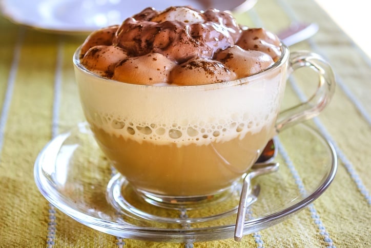Coffee chocolate cappuccino with ice cream