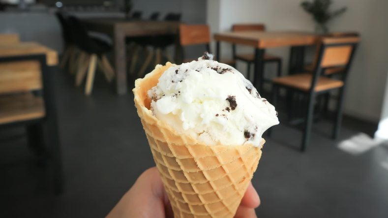 chocolate chip ice cream cone