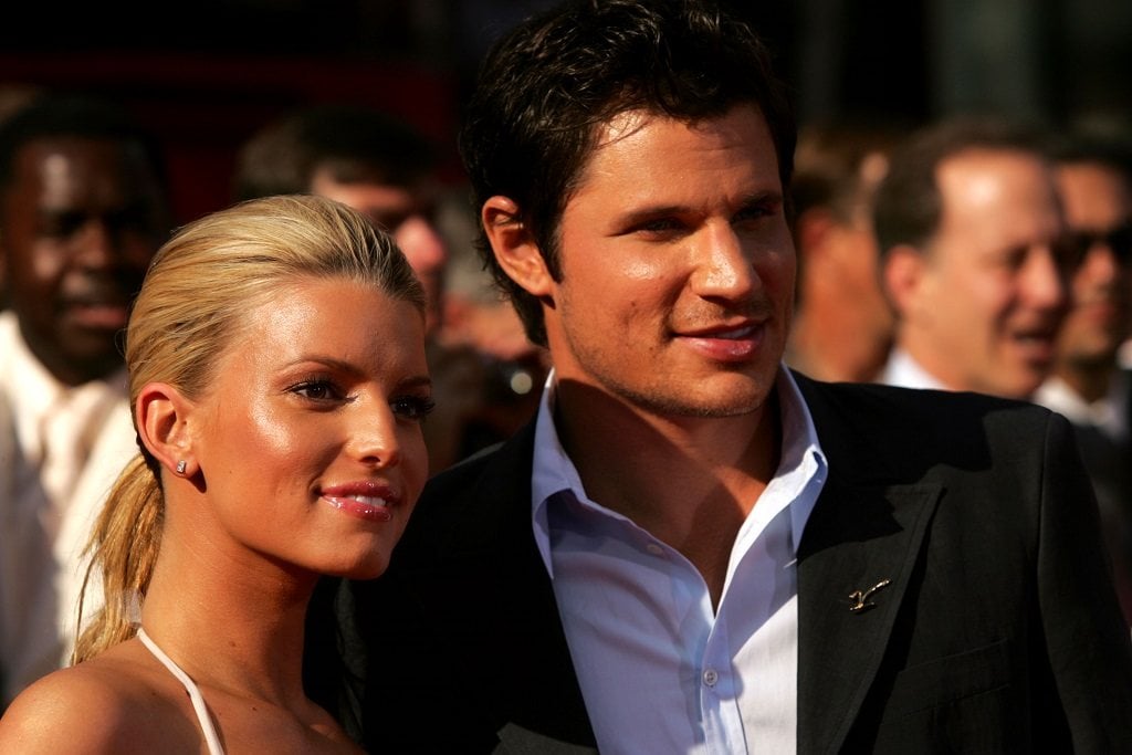 Jessica Simpson and husband Nick Lachey arrive at the ESPY Awards.