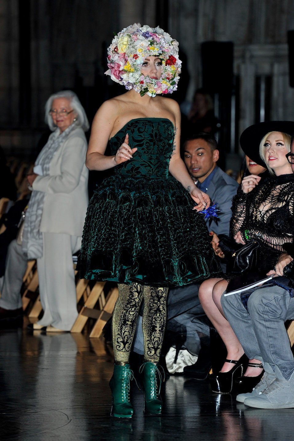 Lady Gaga attends the front row for the Philip Treacy show on day 3 of London Fashion Week
