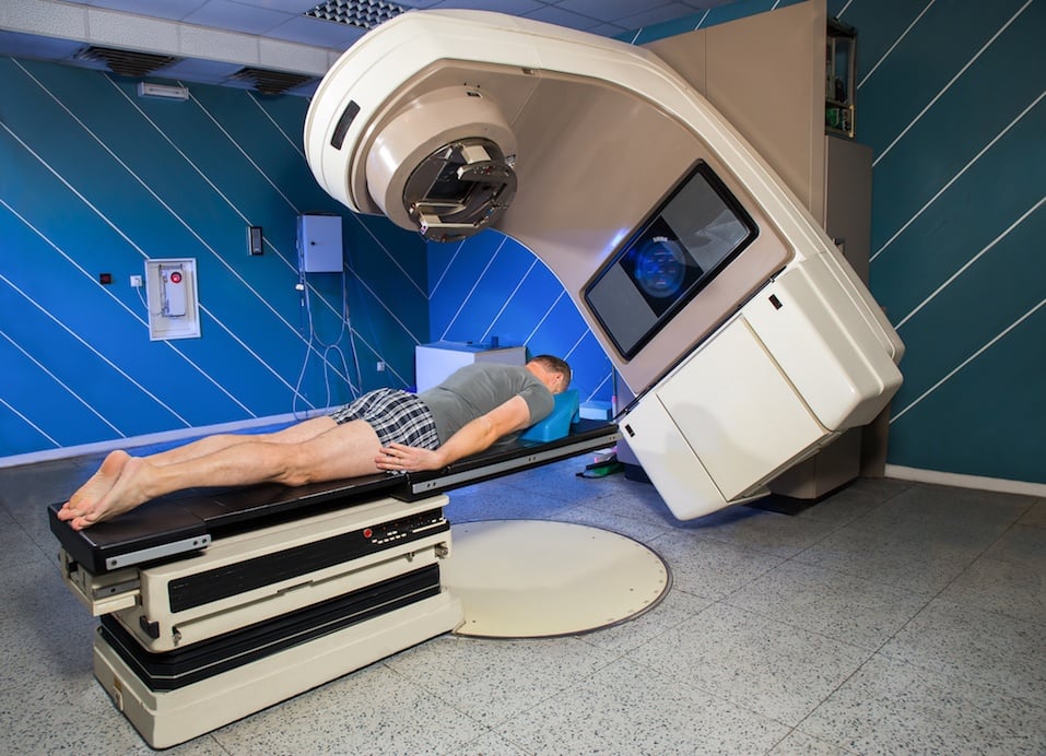 Man Receiving Radiation Therapy for Cancer Treatment