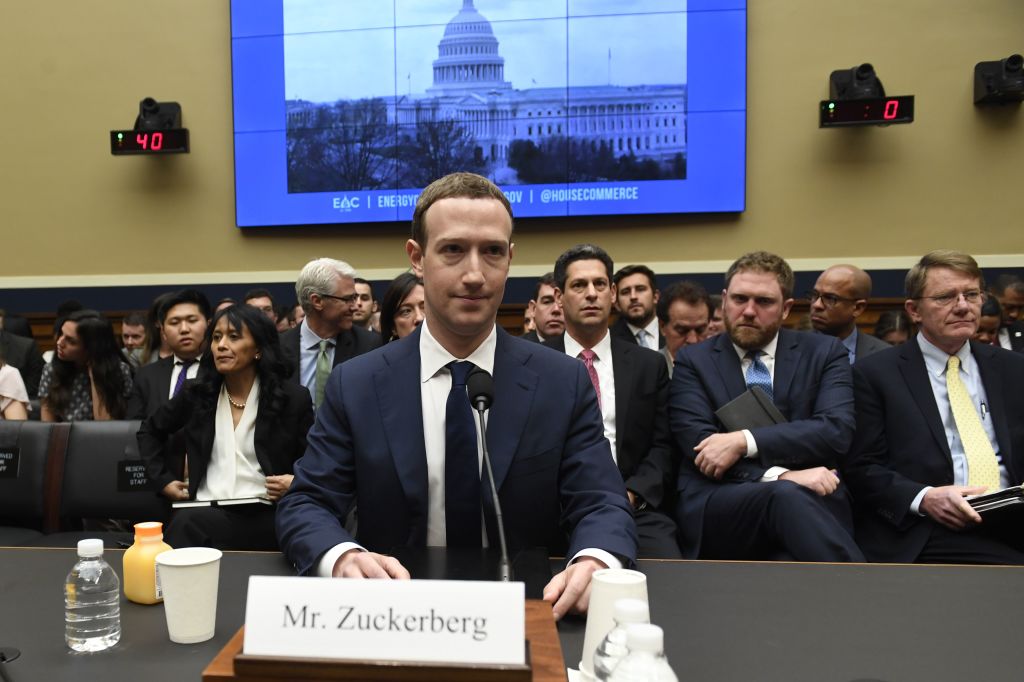 Facebook CEO and founder Mark Zuckerberg testifies during a US House Committee