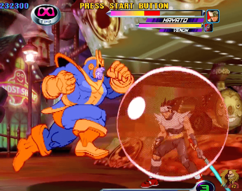 Thanos capturing an enemy in a large bubble. Thanos capturing an enemy in a large bubble.