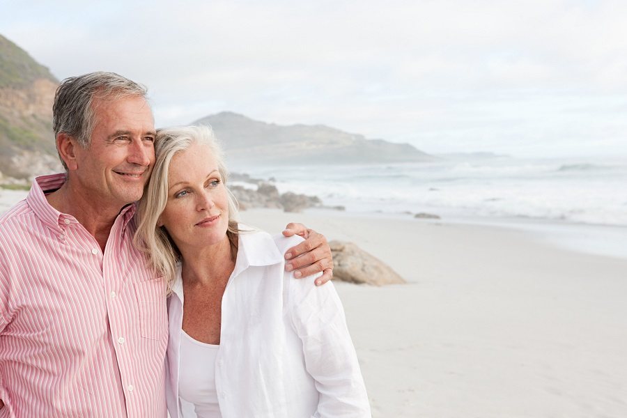 senior couple at the beach