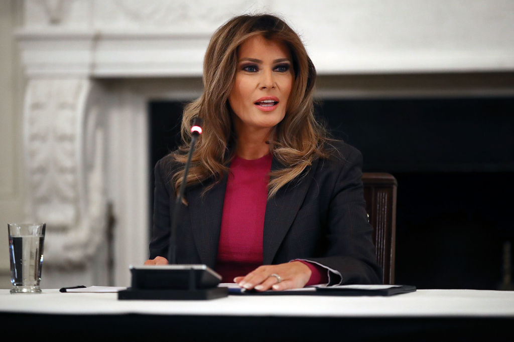 U.S. first lady Melania Trump hosts a roundtable discussion on cyber safety and technology