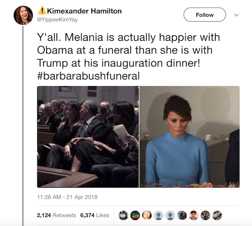 Barack Obama and Melania Trump tweet. Barack Obama and Melania Trump tweet.