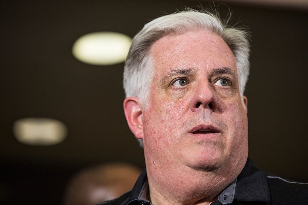 Maryland Governor Larry Hogan speaks at a press conference
