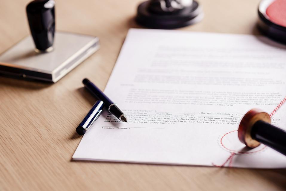 A legal will paper