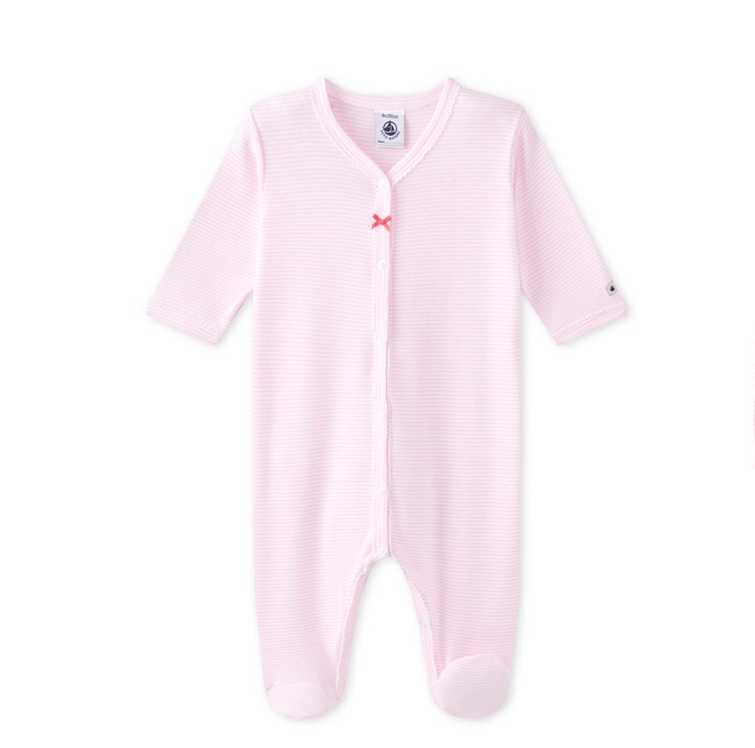 Petit bateau onesie pink striped