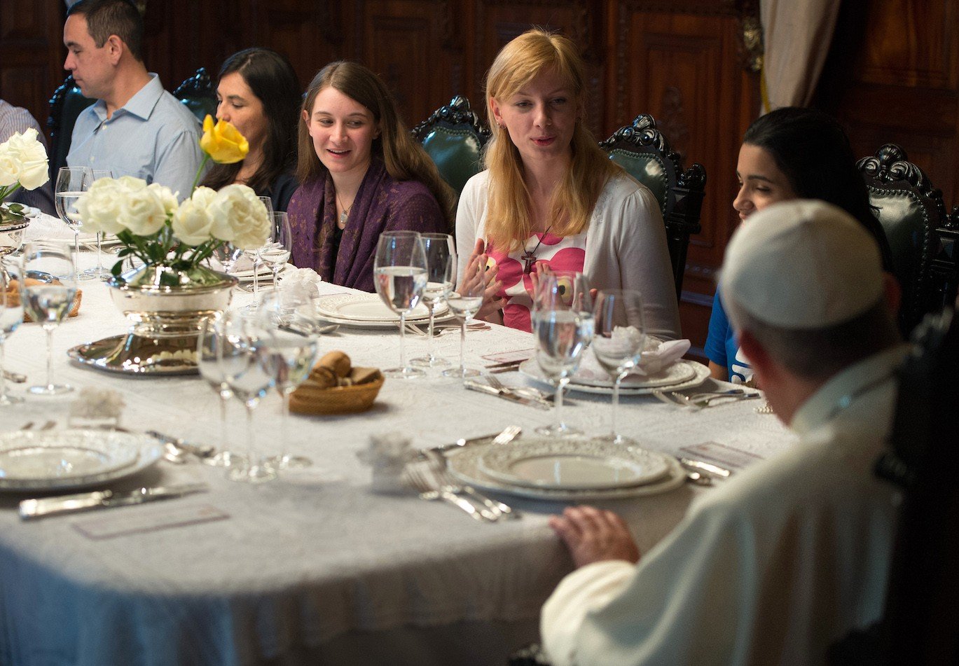 Pope Francis has dinner