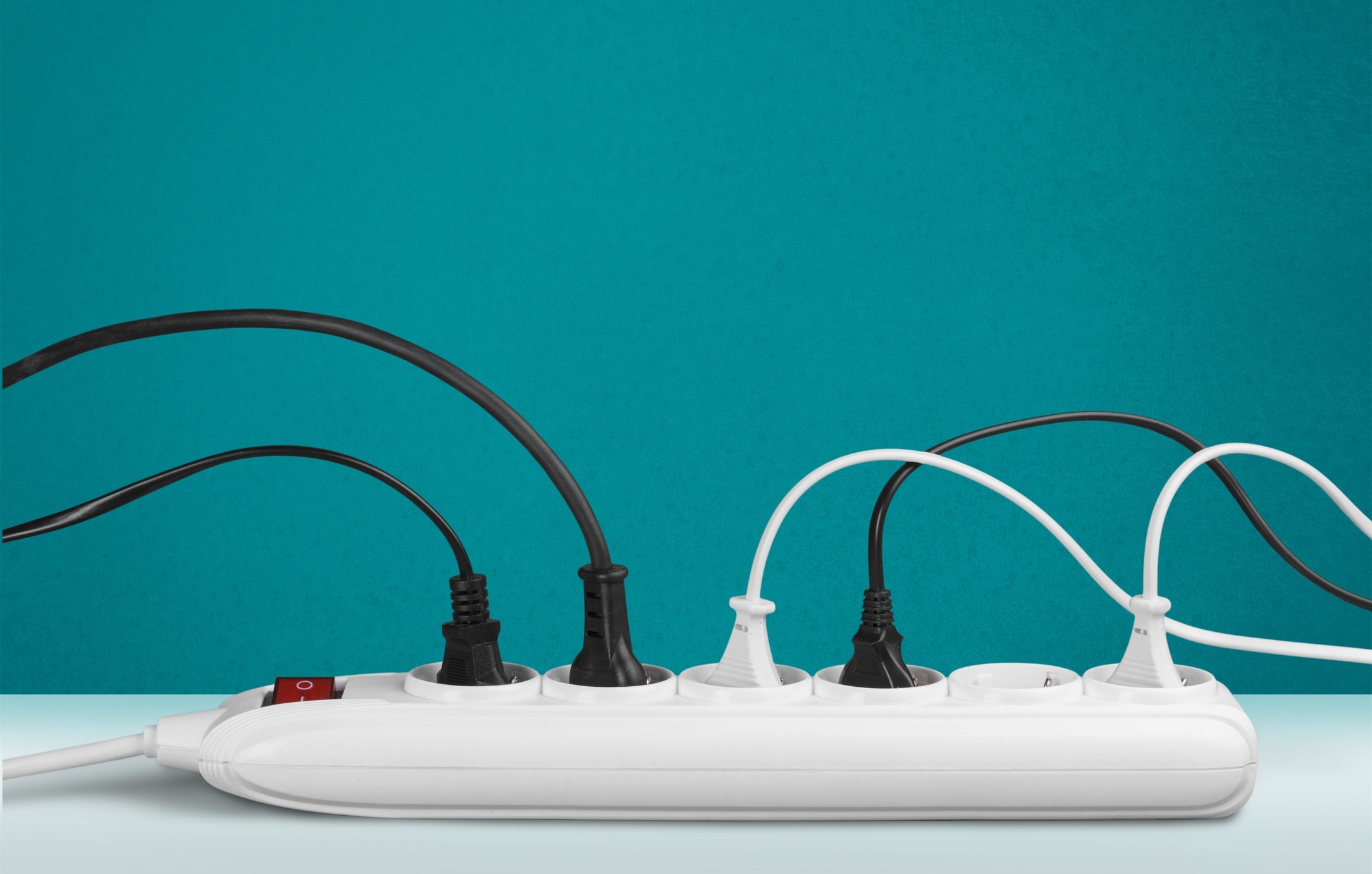 Power strip with plugged in cords
