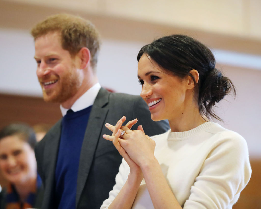 Prince Harry and Meghan Markle during a visit to Catalyst Inc science park in Belfast.