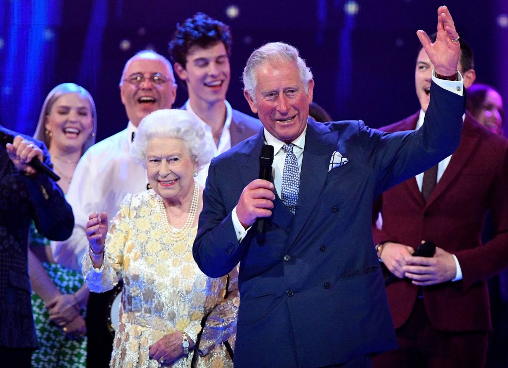 Prince Charles giving the toast at Queen Elizabeth birthday party