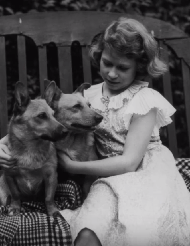 Queen Elizabeth and Dookie the corgi