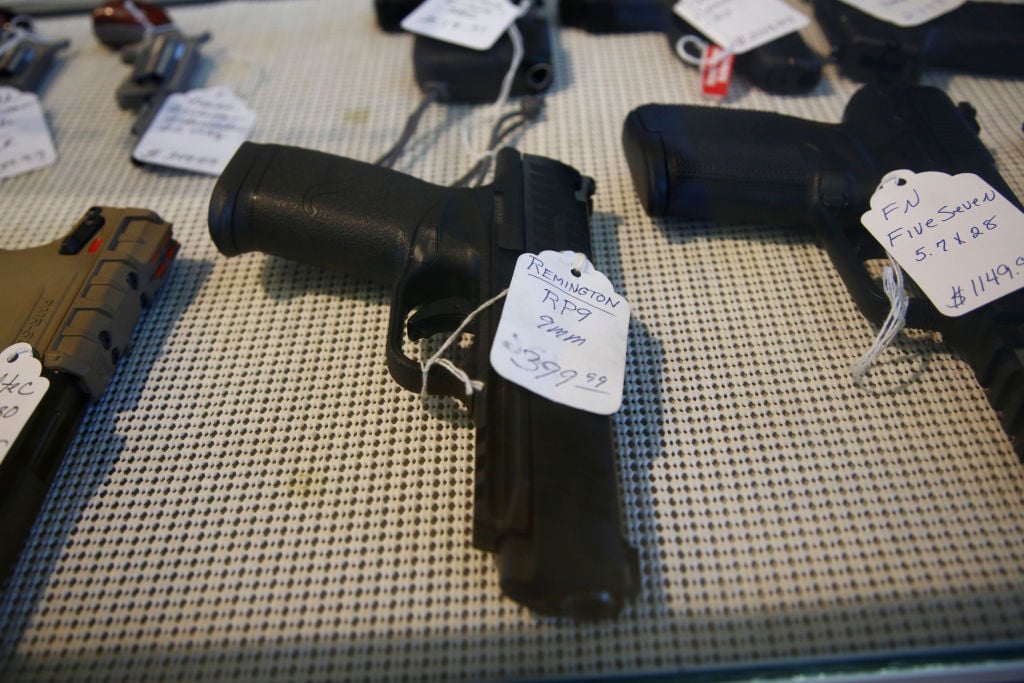 A Remington RP9 9mm pistol sits for sale at Idol's Gun Rack gun shop