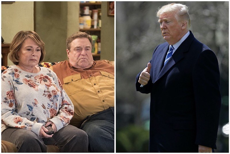 A collage featuring 'Roseanne' and Donald Trump. A collage featuring 'Roseanne' and Donald Trump.
