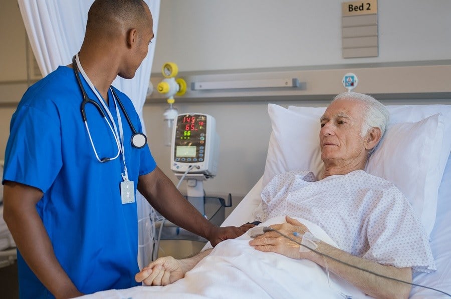 Patient lying on bed