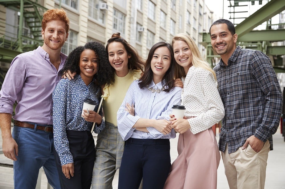 Six young adult coworkers