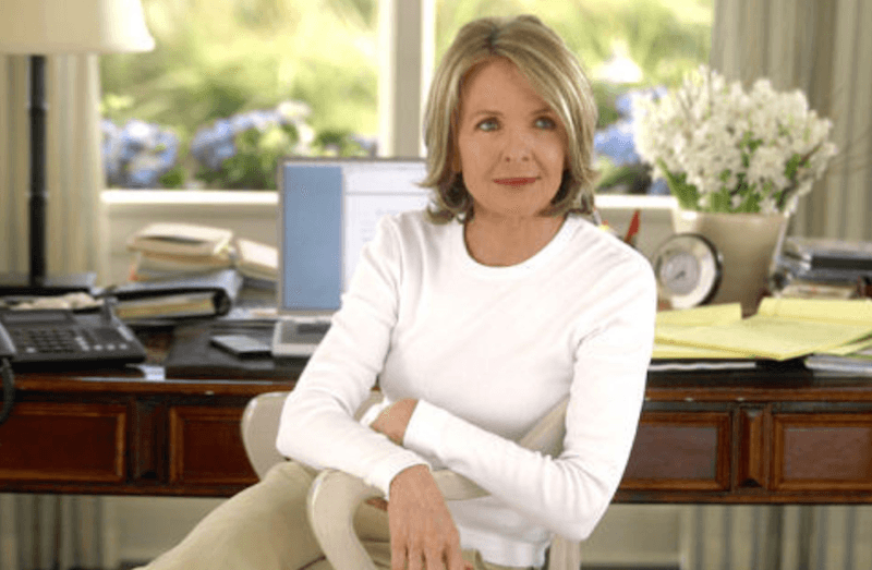 Diane Keaton sits in a chair in 'Something's Gotta Give'.