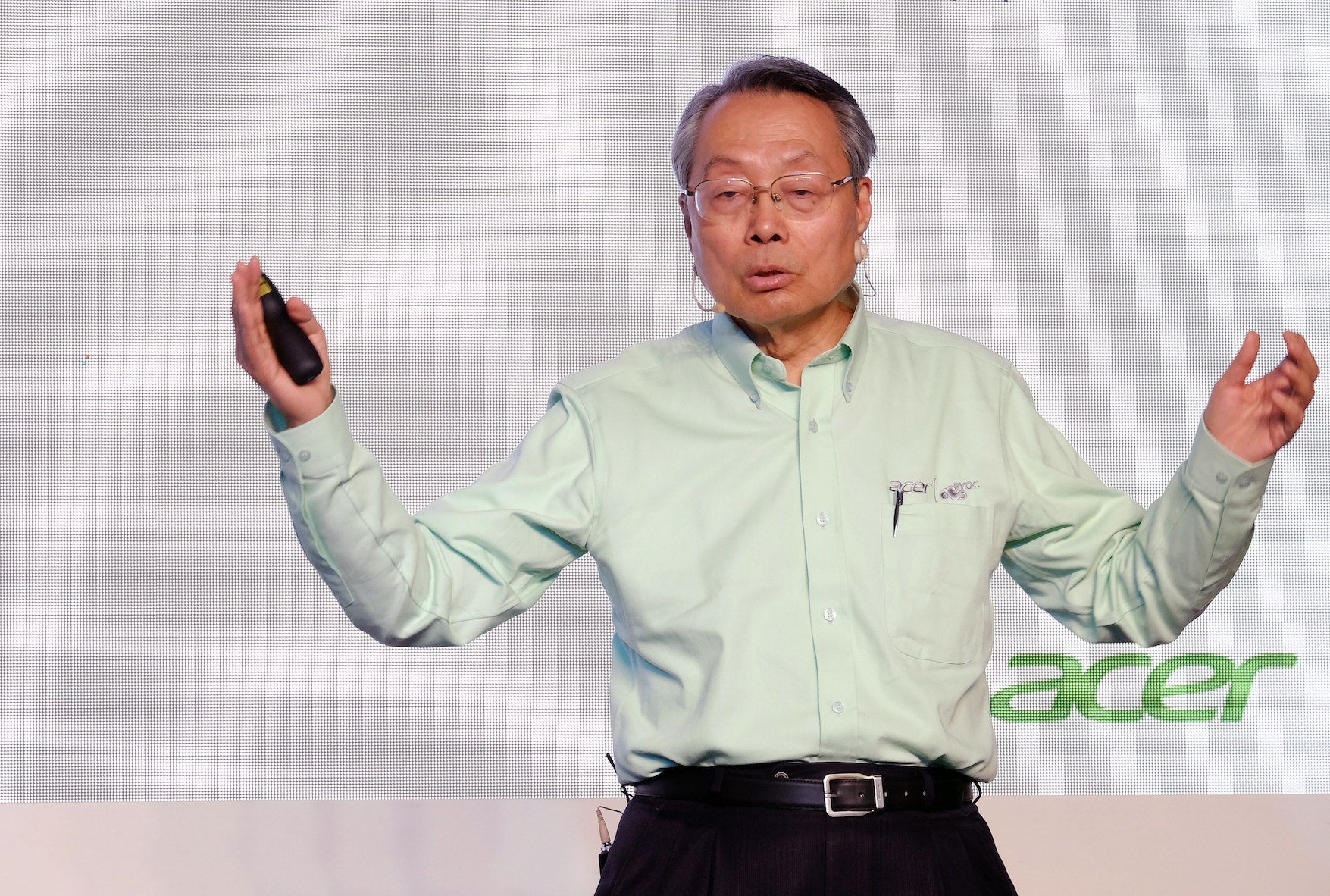 Stan Shih, founder of Taiwan's Acer Inc., speaks during a press conference