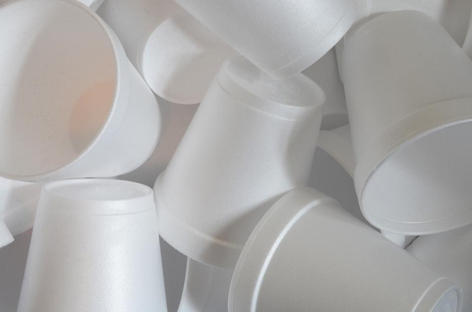 white Styrofoam cups