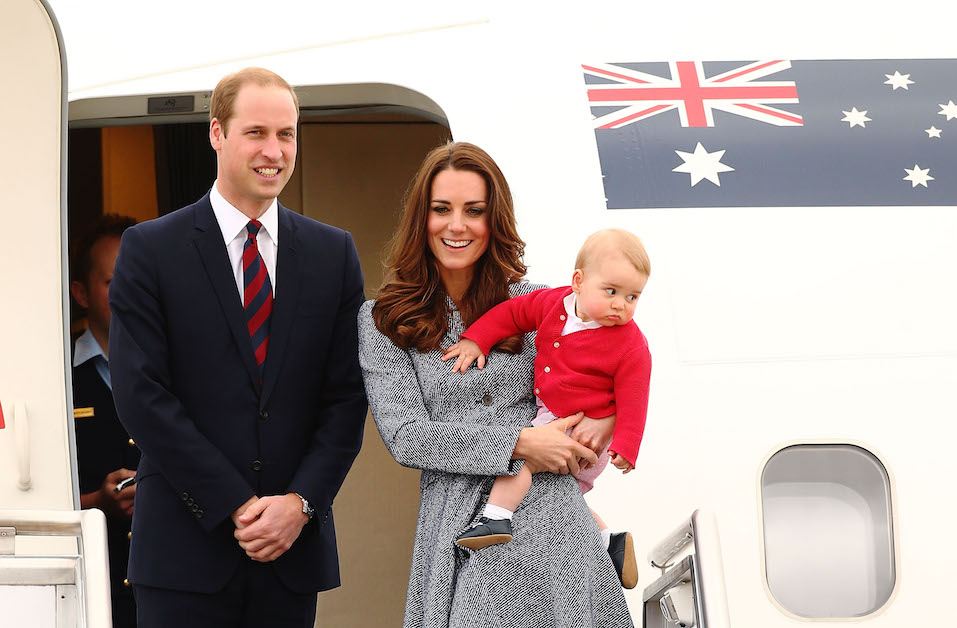 The Duke And Duchess Of Cambridge leave Fairbairne Airbase as they head back to the UK after finishing their Royal Visit to Australia