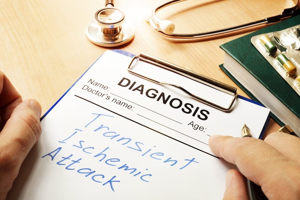 Transient Ischemic Attack (TIA) written on a diagnosis form.