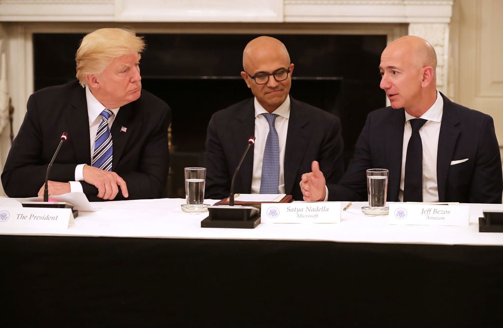 Donald Trump, Stya Nadella and Jeff Bezos