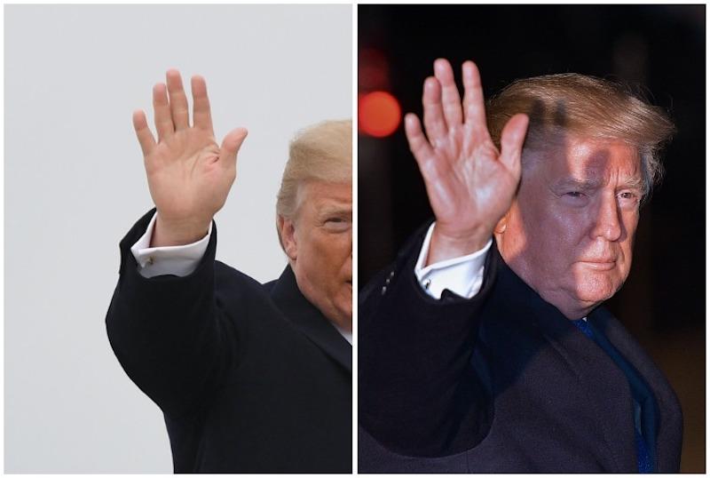 Donald Trump hands collage. 