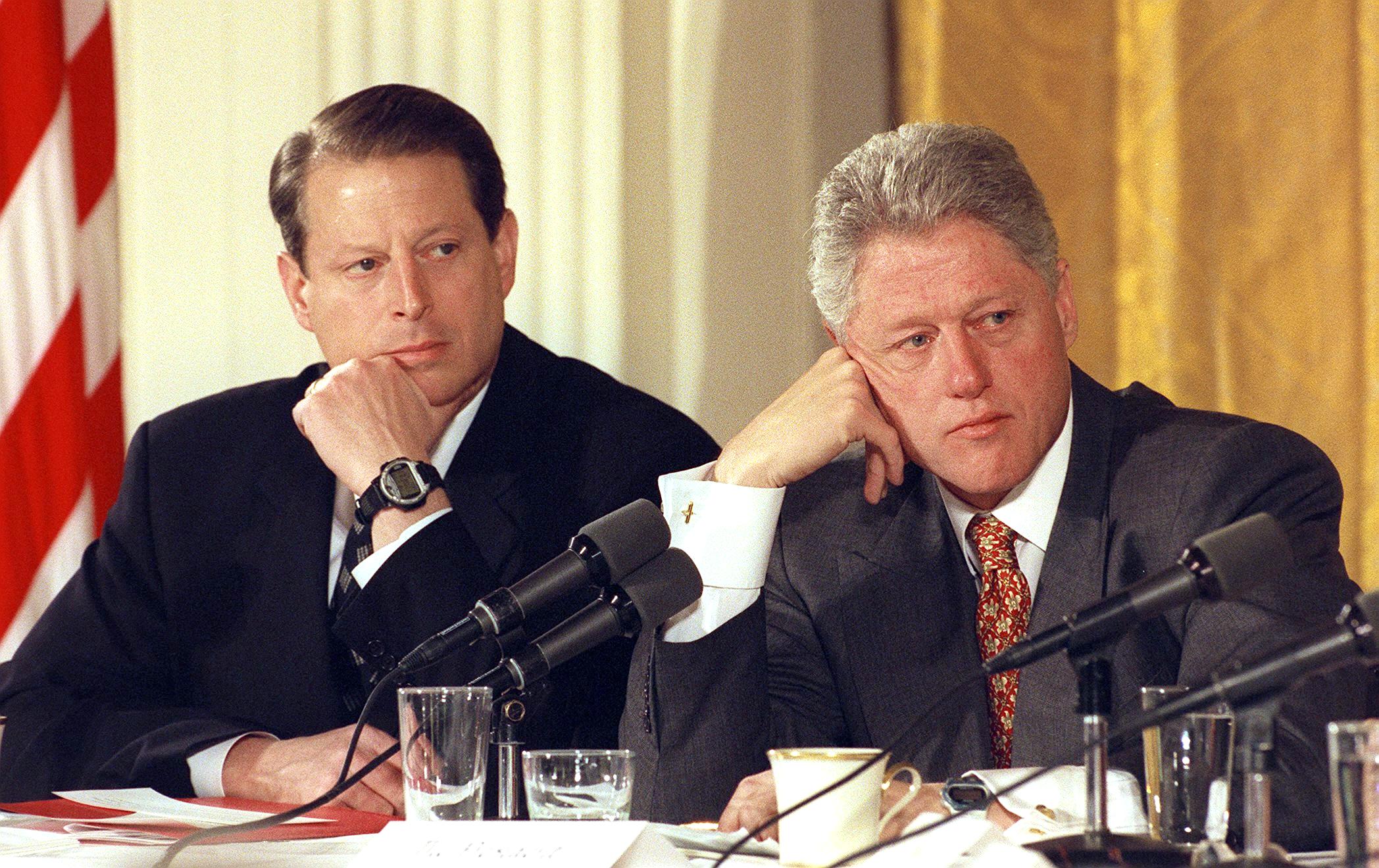 US President Bill Clinton and Vice President Al Gore