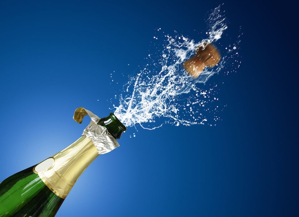 champaign popping and splashing