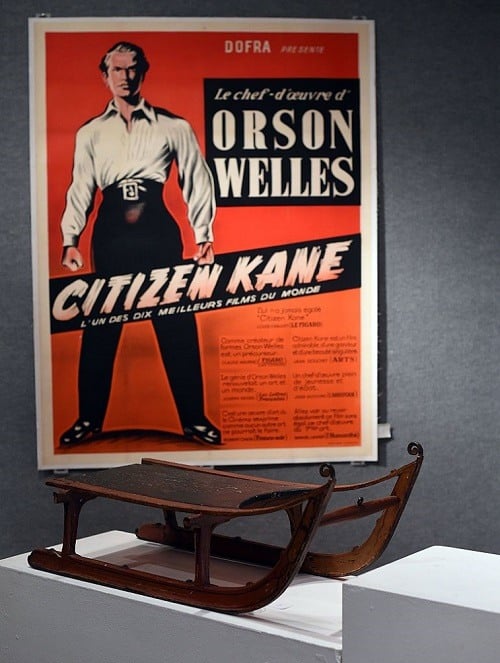 Screenwriter Herman Mankiewicz's "Rosebud" sled, gifted to him at the conclusion of principal photography for Citizen Kane is displayed during a press preview on November 19, 2015 in New York, as Bonhams And Turner Classic Movies (TCM) Present "Treasures from the Dream Factory" auction to take place November 23 in New York. Screenwriter Herman Mankiewicz's "Rosebud" sled, gifted to him at the conclusion of principal photography for Citizen Kane is displayed during a press preview on November 19, 2015 in New York, as Bonhams And Turner Classic Movies (TCM) Present "Treasures from the Dream Factory" auction to take place November 23 in New York.
