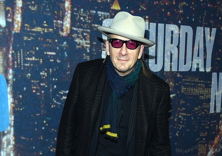 Elvis Costello attends SNL 40th Anniversary Celebration at Rockefeller Plaza on February 15, 2015 in New York City.