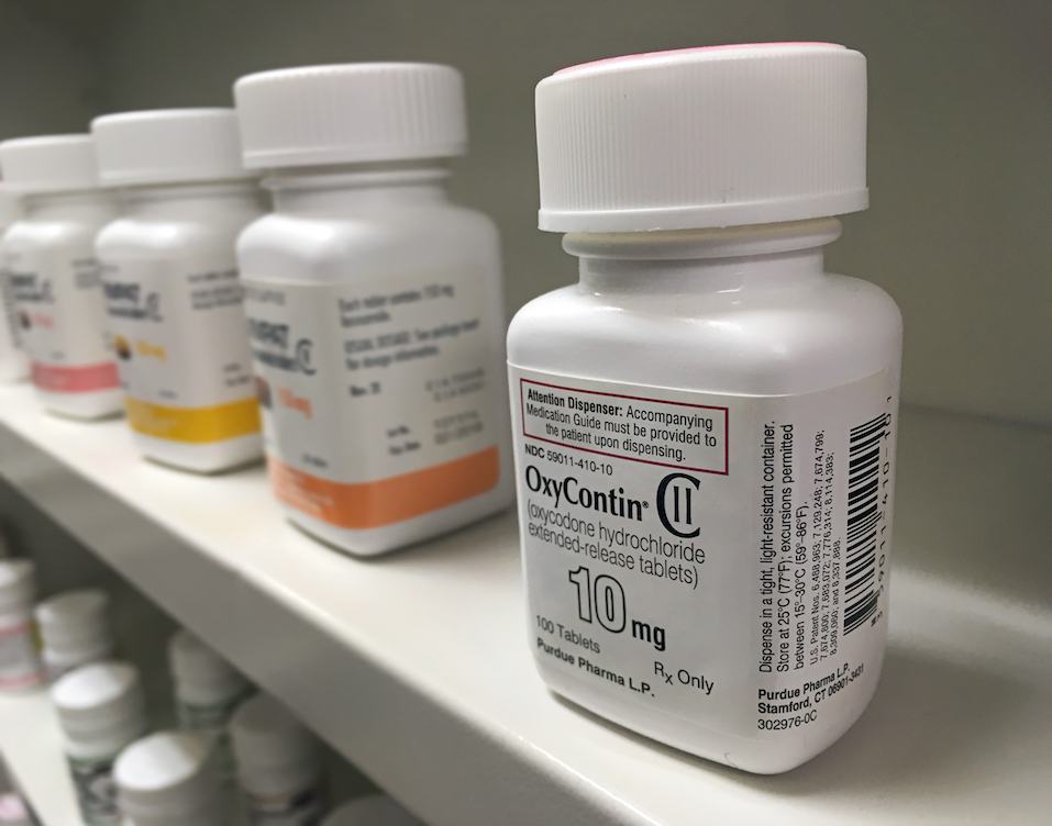 Oxycontin bottle on shelf
