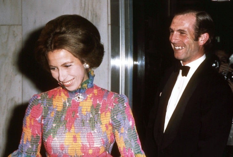 Britain's Princess Anne and her fiance Captain Mark Phillips, attend the London premiere of the film "Jesus Christ Superstar" 24 August 1973, shortly after her 23rd birthday, and on the couple's first public engagement.