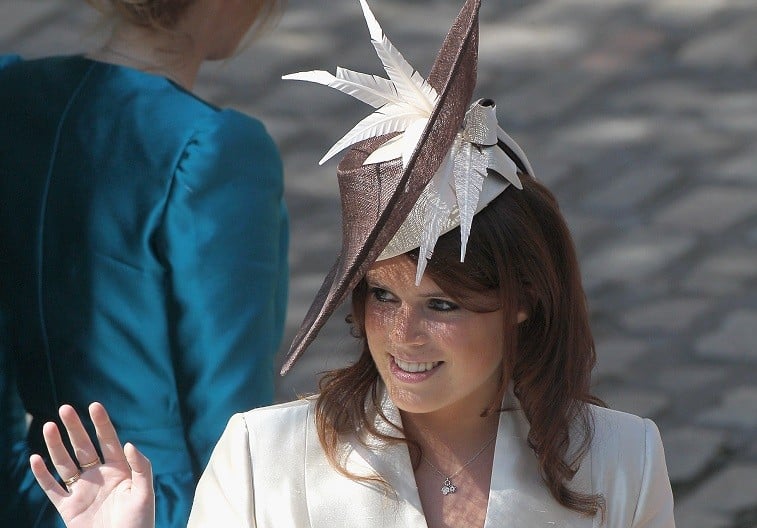 Princess Eugenie arrives at Canongate Kirk on the afternoon of the wedding of Mike Tindall and Zara Philips on July 30, 2011 in Edinburgh, Scotland.